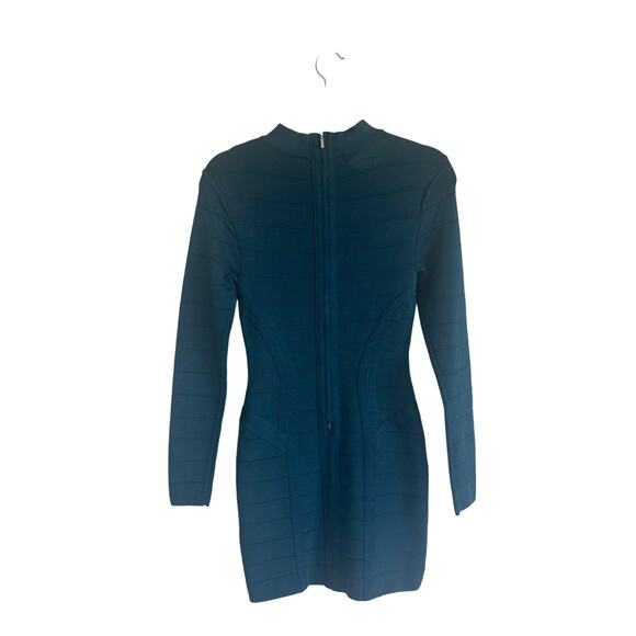 Bebe Women's Bandage Bodycon Dress Medium Long Sleeve Cutout Mini Teal Blue - Picture 14 of 16